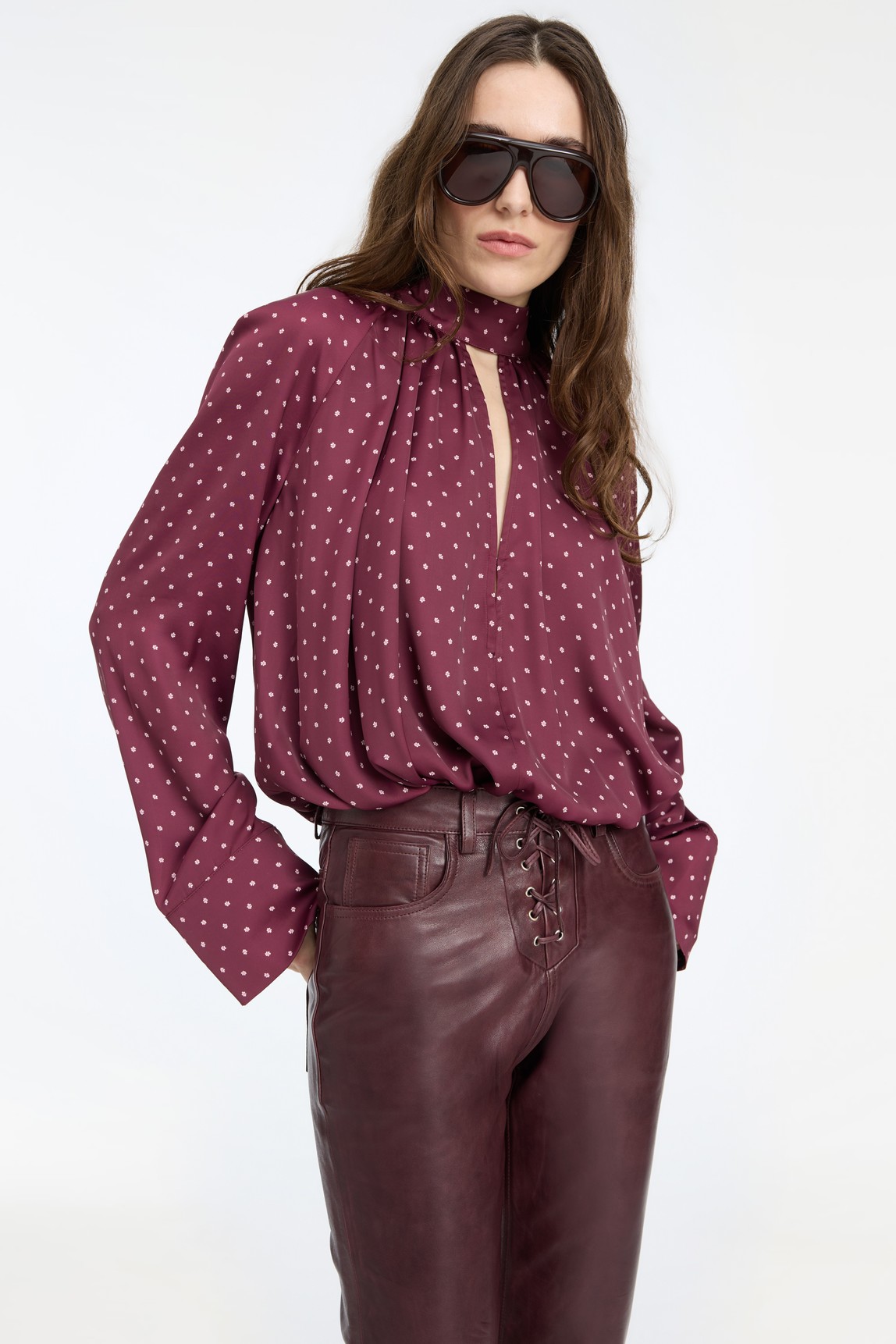 Dot Satin Bow Shirt - Image 2