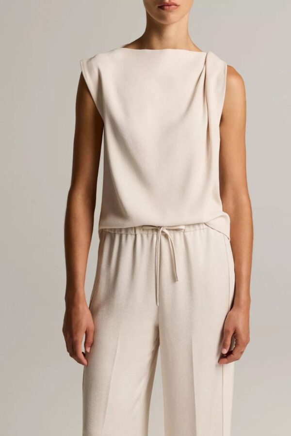 Draped Shoulder Sleeveless Top