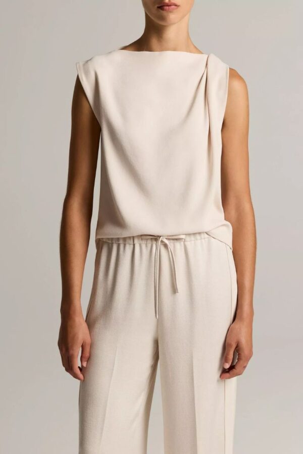 Draped Shoulder Sleeveless Top - Image 3