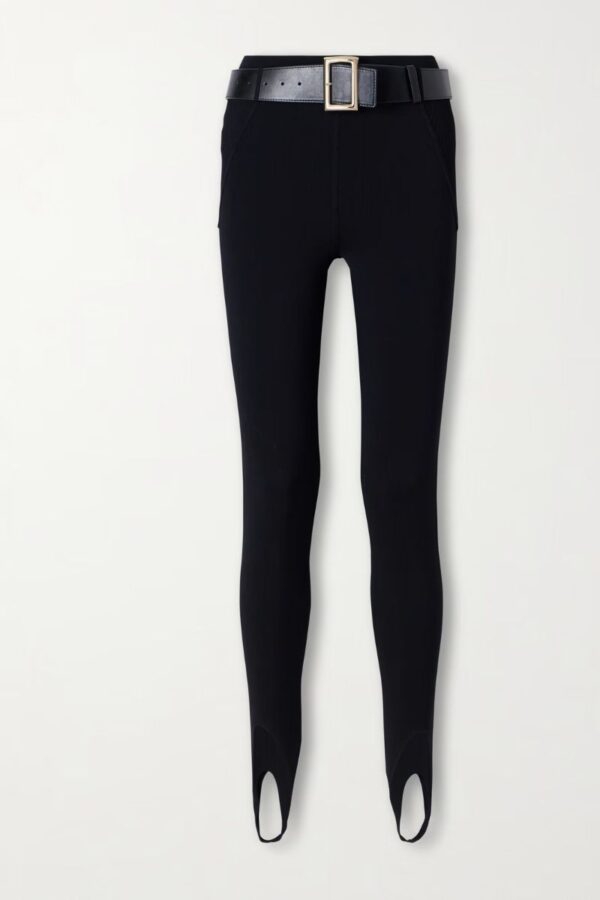 Black Knit Stirrup Leggings