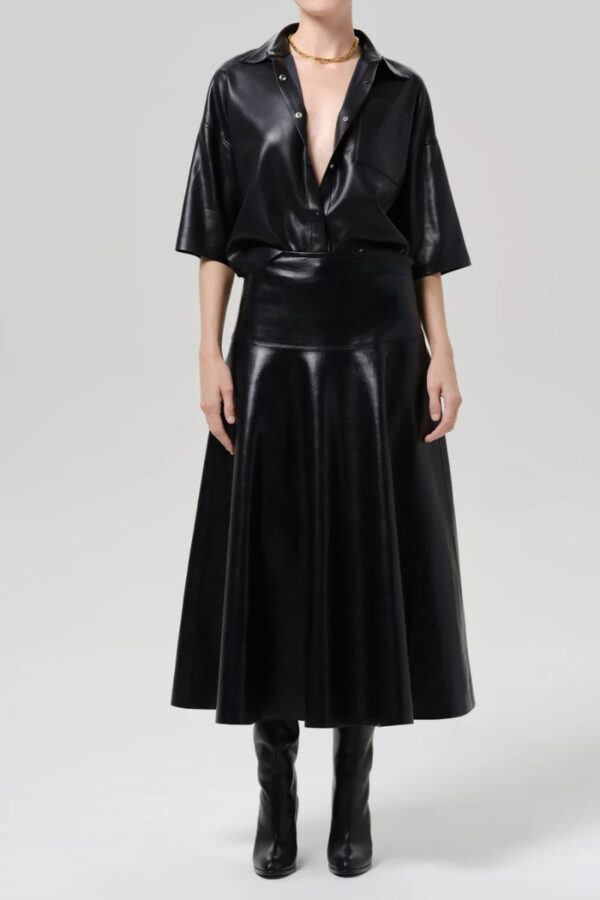 Frances Cropped Cape button up leather
