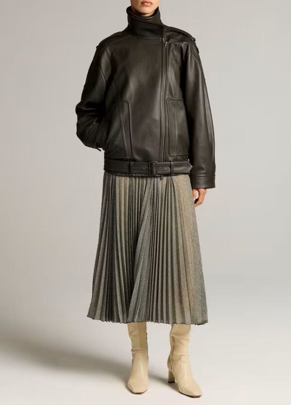 Leather Oversized Biker Jacket - Image 2
