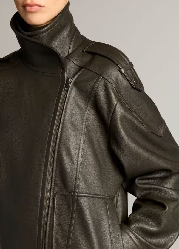 Leather Oversized Biker Jacket - Image 3