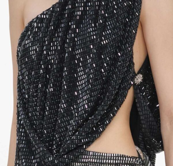 Black Rhinestone One Shoulder Top - Image 4